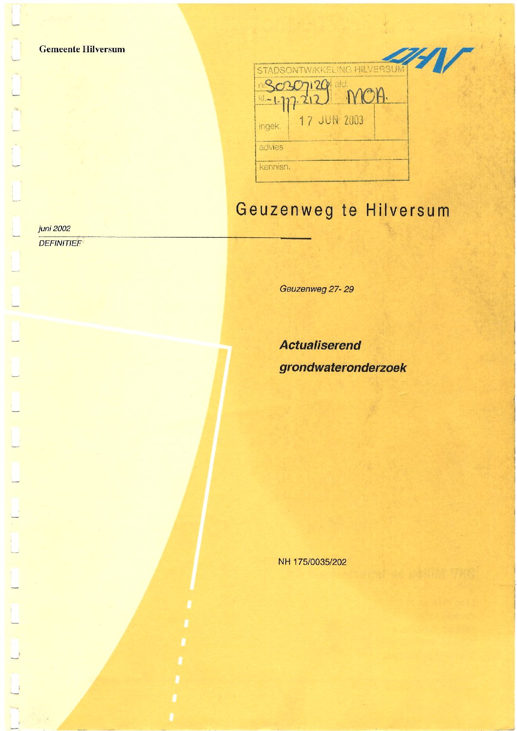 DHV actualiserend grondwateronderzoek juni 2002